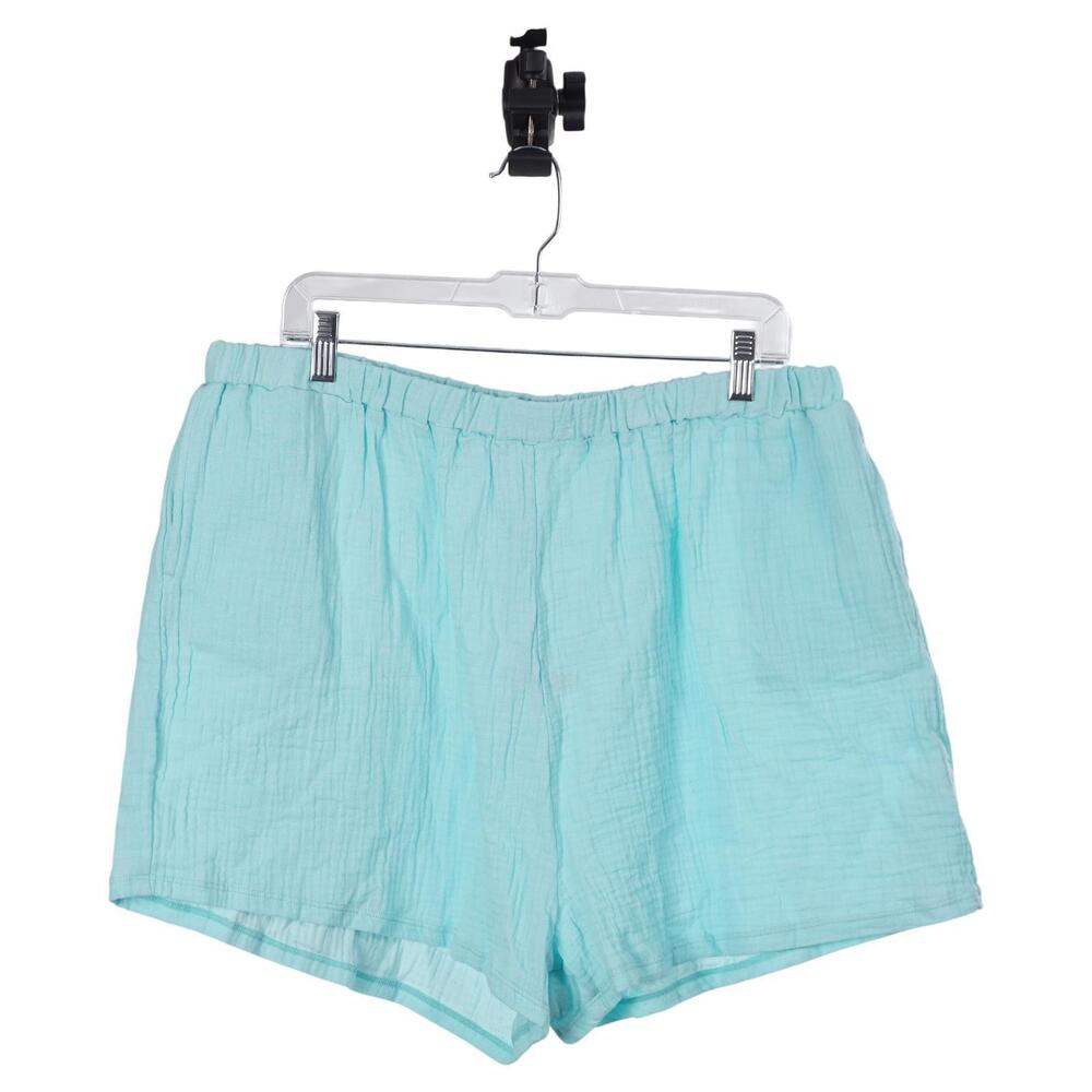 NWT Vitamin A Shorts XXL Blue Cotton Gauze Pull On Pockets Swim Cover Up Casual